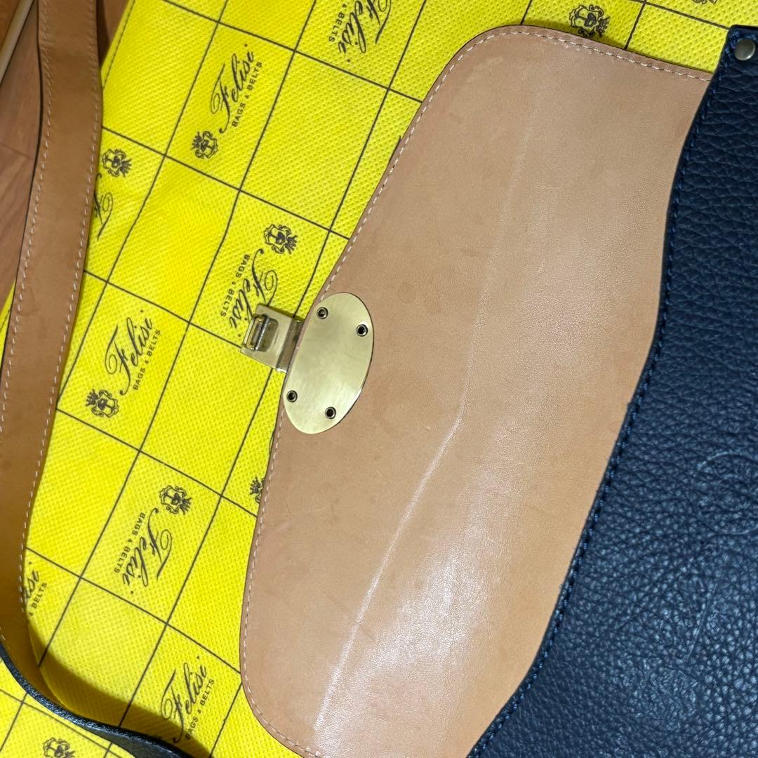 激レア！！【Felisi】 コレクションレザー ショルダーバッグ(ネイビー)