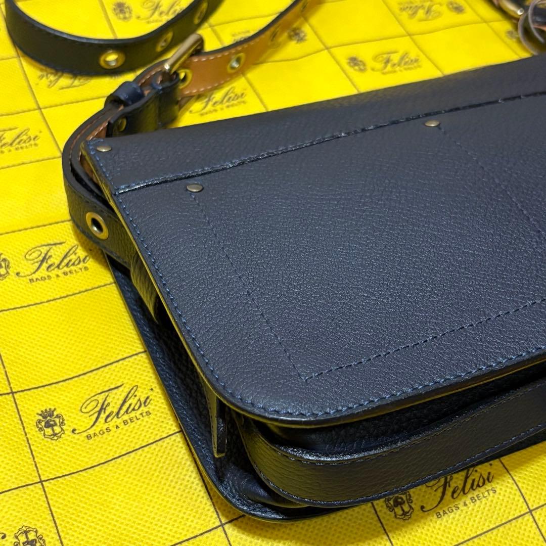 激レア！！【Felisi】 コレクションレザー ショルダーバッグ(ネイビー)