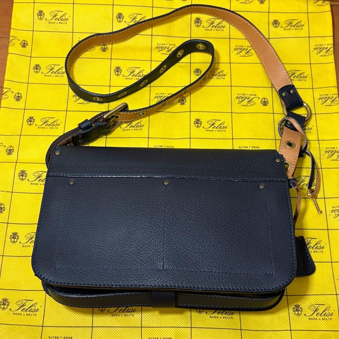 激レア！！【Felisi】 コレクションレザー ショルダーバッグ(ネイビー)