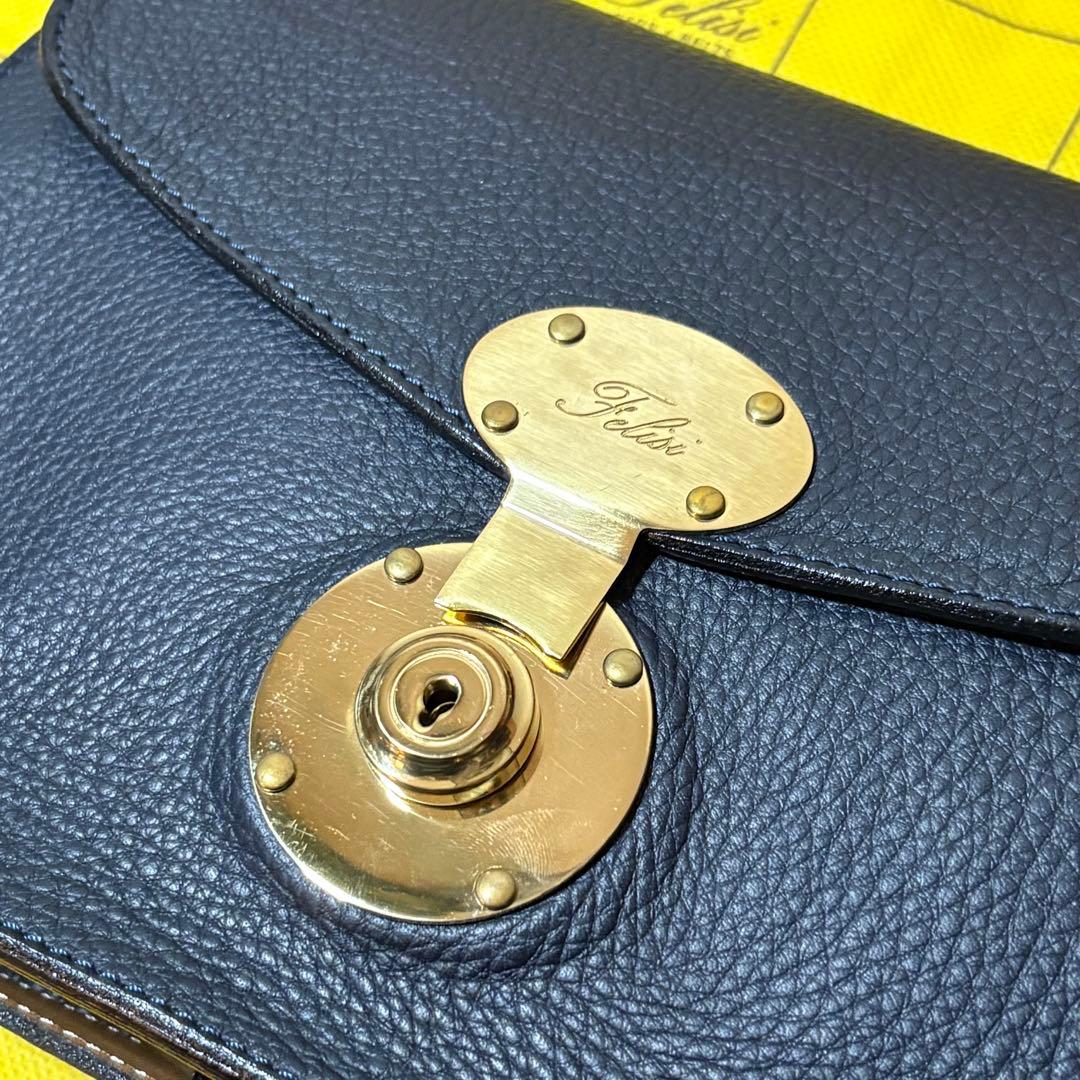 激レア！！【Felisi】 コレクションレザー ショルダーバッグ(ネイビー)