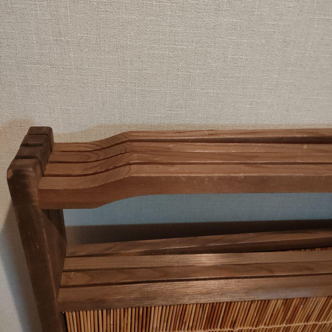 昭和レトロ　竹製4連屏風　衝立　パーティション