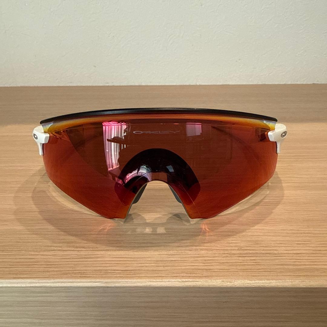 Oakley スポーツサングラス 赤レンズ ホワイト/グリーン