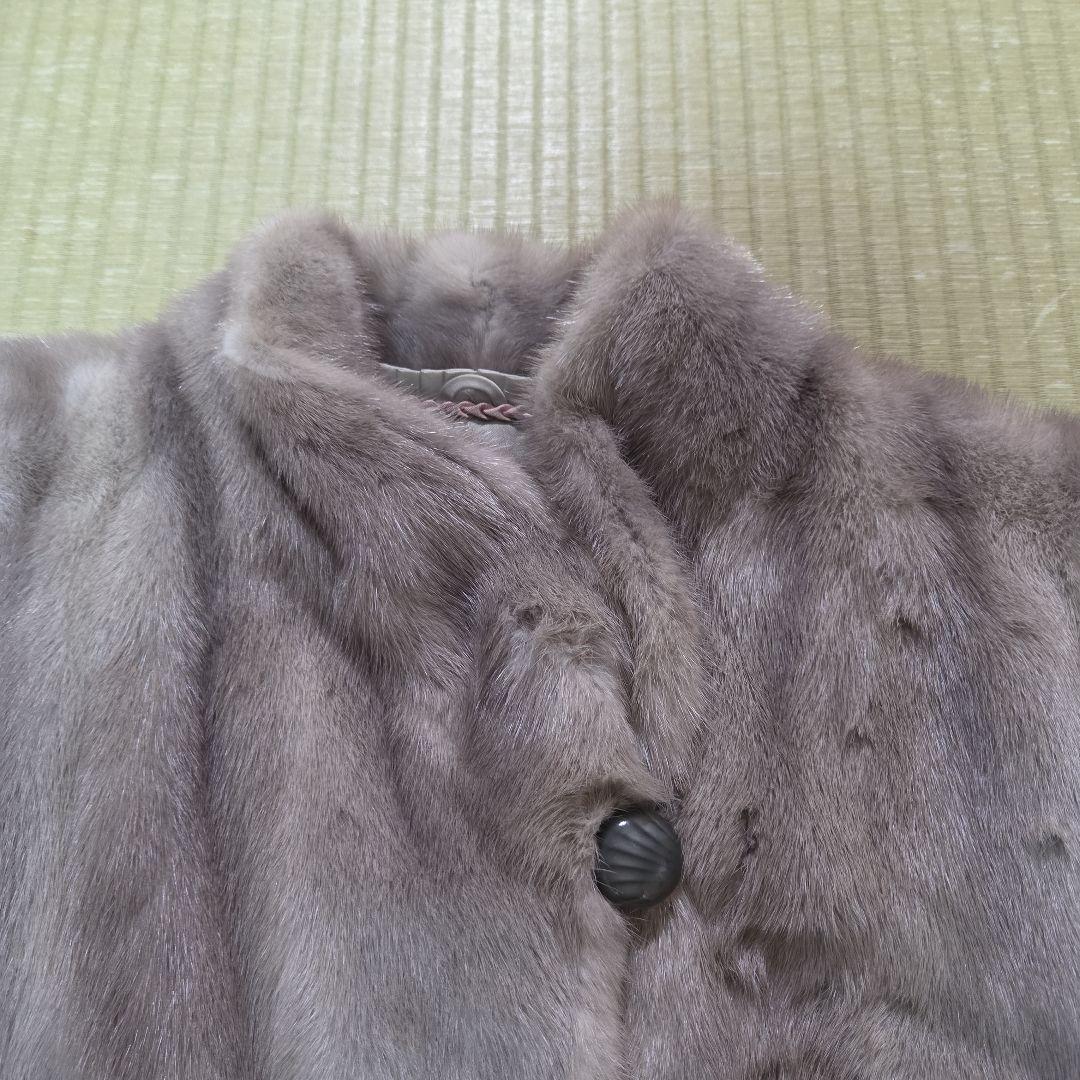 ミンク グレージュ系 サファイアミンク 袖絞 ボタン有り フリーサイズ