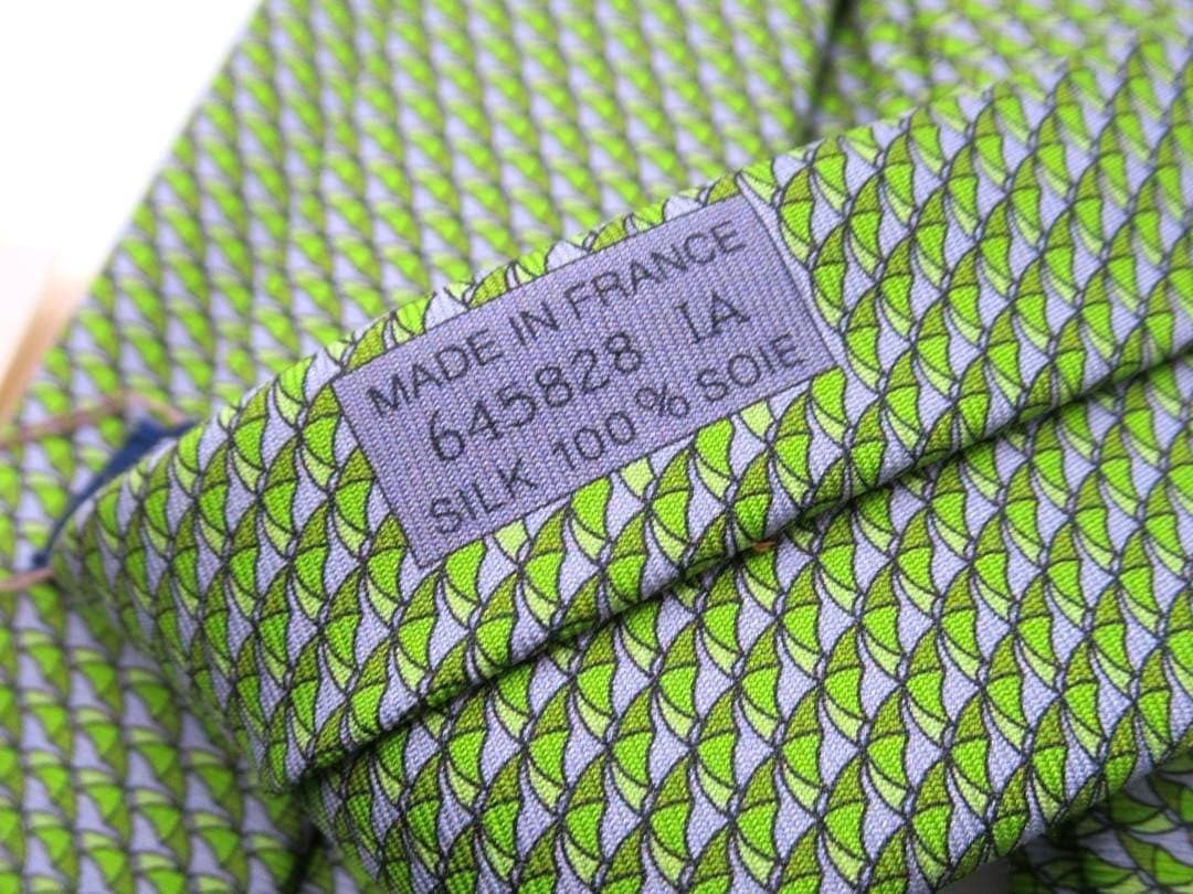 HERMES エルメス ネクタイ グリーン 緑 アンブレラ 傘柄 シルク 箱付き