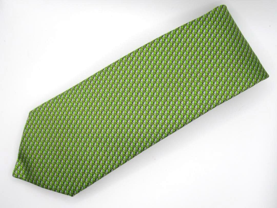 HERMES エルメス ネクタイ グリーン 緑 アンブレラ 傘柄 シルク 箱付き