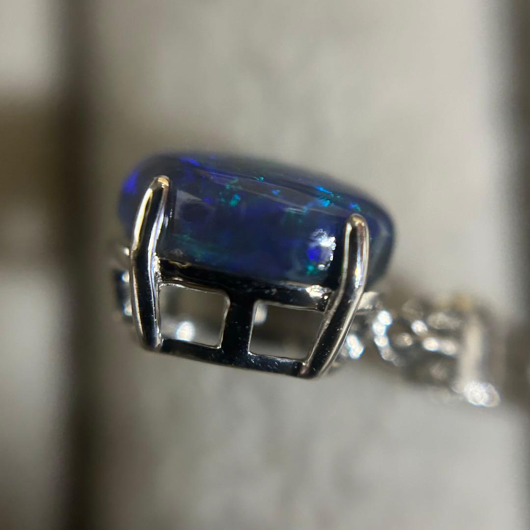 ライトニングリッジ　天然　ブラックオパール　ペンダントトップ　pt900