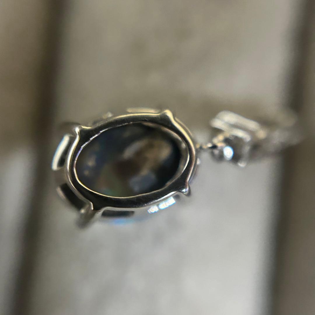 ライトニングリッジ　天然　ブラックオパール　ペンダントトップ　pt900