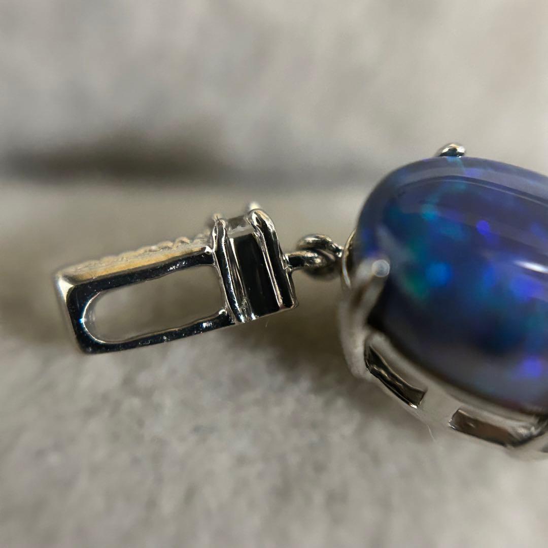 ライトニングリッジ　天然　ブラックオパール　ペンダントトップ　pt900