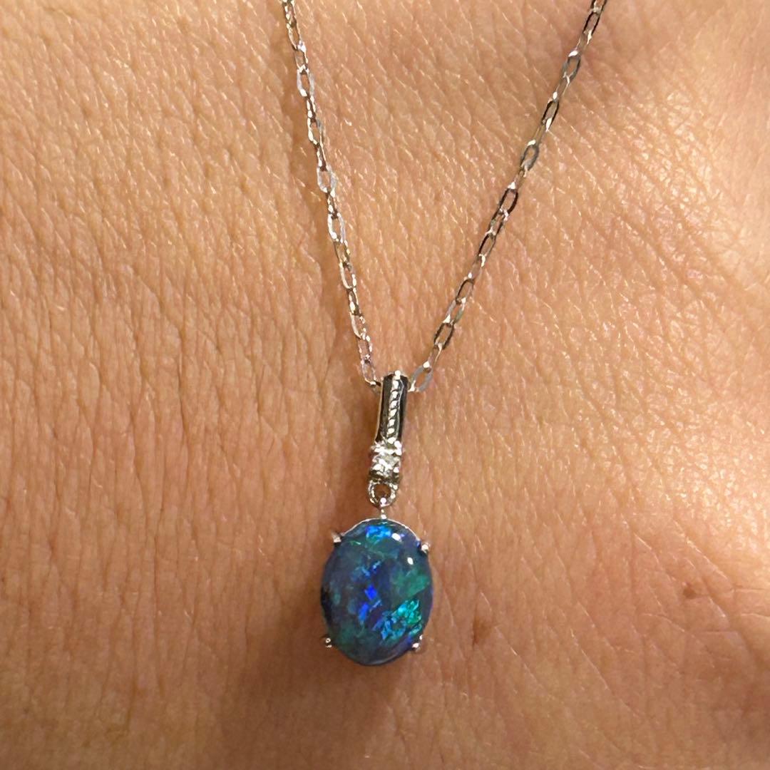 ライトニングリッジ　天然　ブラックオパール　ペンダントトップ　pt900