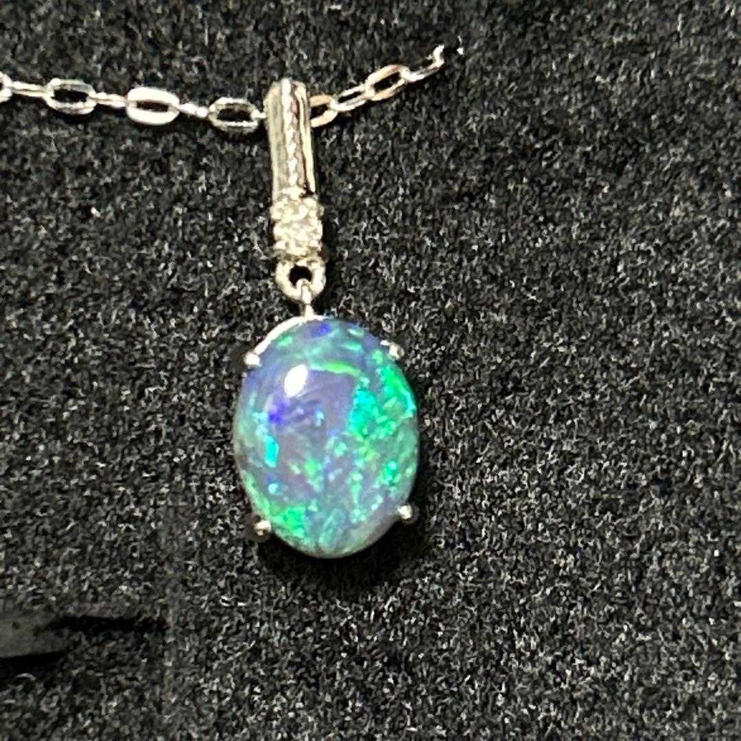 ライトニングリッジ　天然　ブラックオパール　ペンダントトップ　pt900