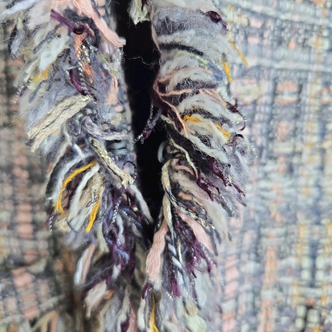 アナイ マリアケント ノーカラージャケット マルチカラー ツイード XS 34