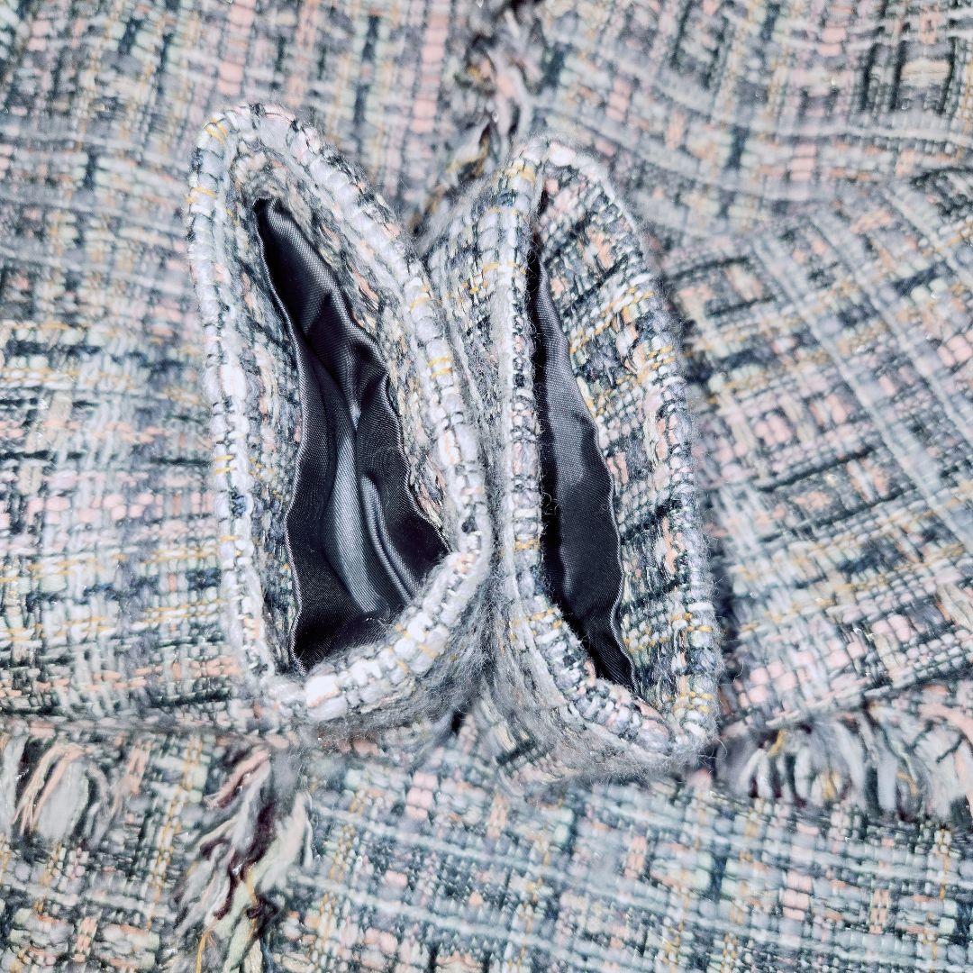 アナイ マリアケント ノーカラージャケット マルチカラー ツイード XS 34