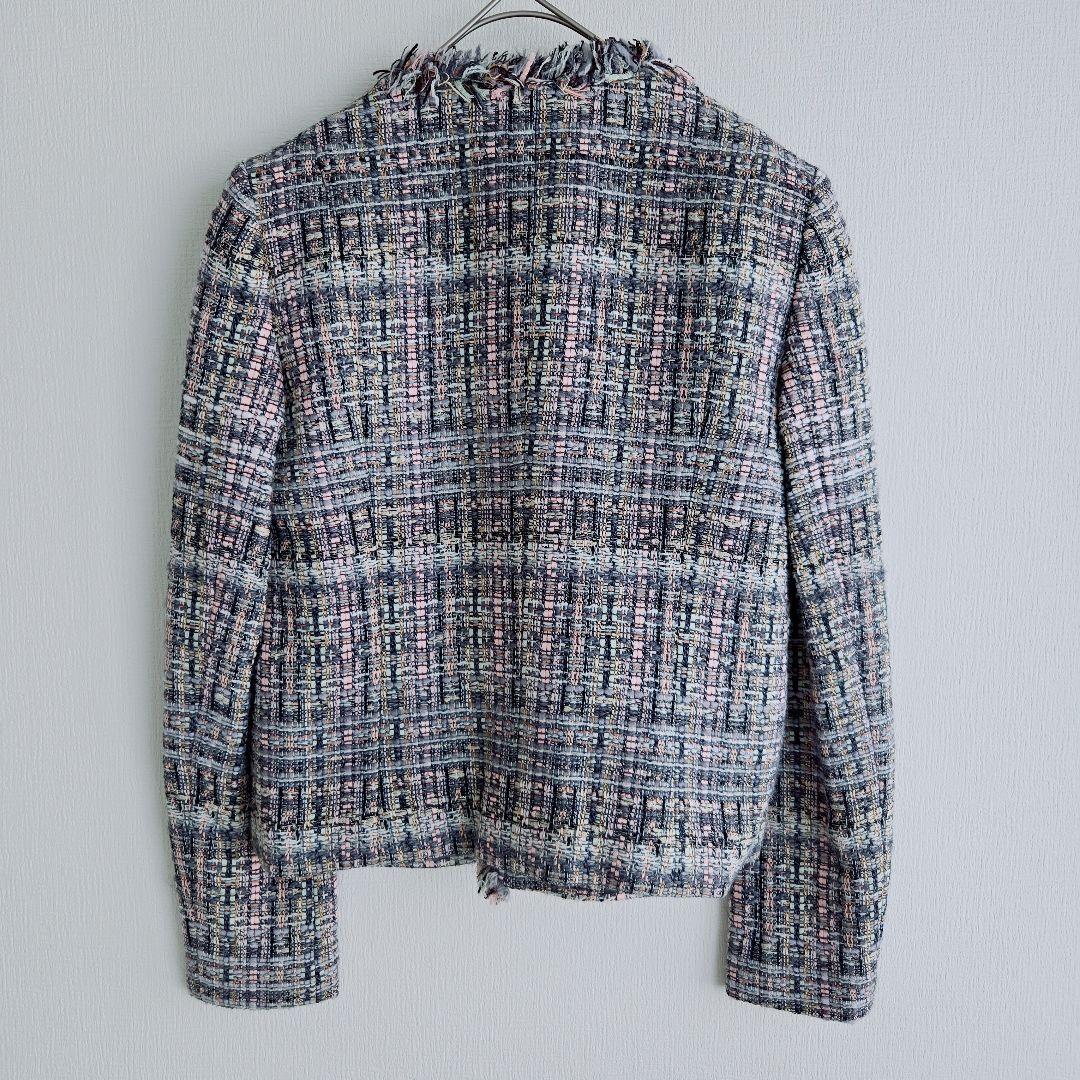 アナイ マリアケント ノーカラージャケット マルチカラー ツイード XS 34