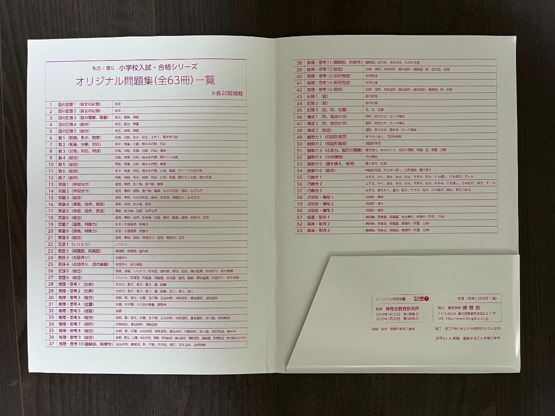 伸芽会オリジナル問題集2019年改訂版全63冊セット　音声DLシリアルコード有