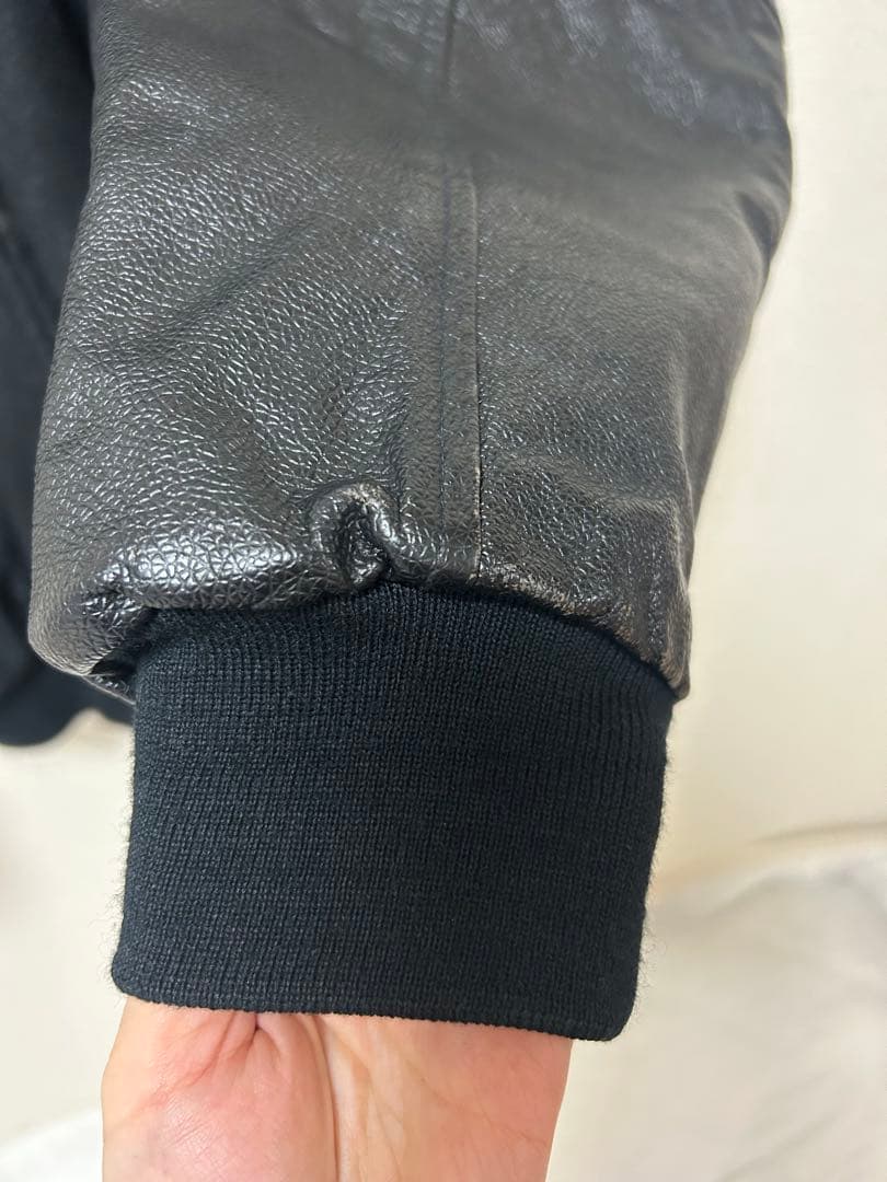 希少 90s NIKE black leather stadium jacket