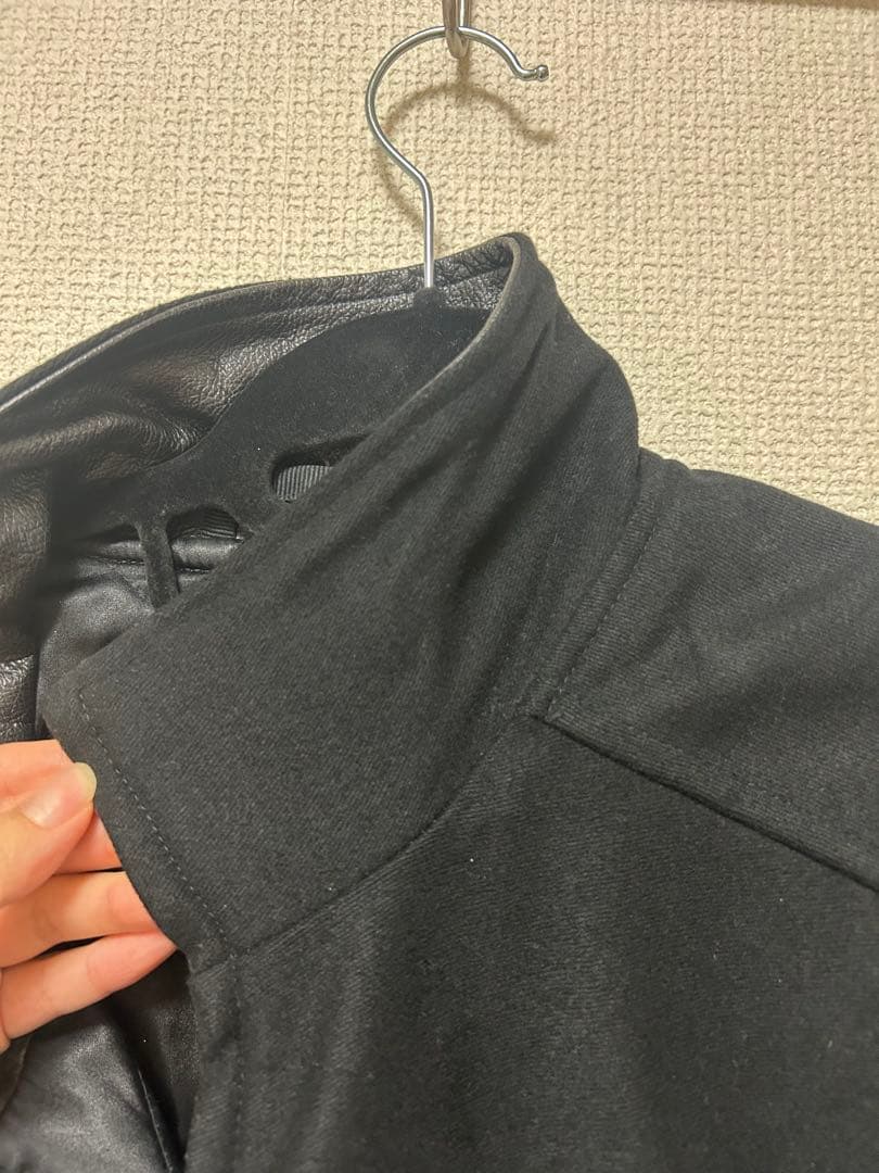 希少 90s NIKE black leather stadium jacket