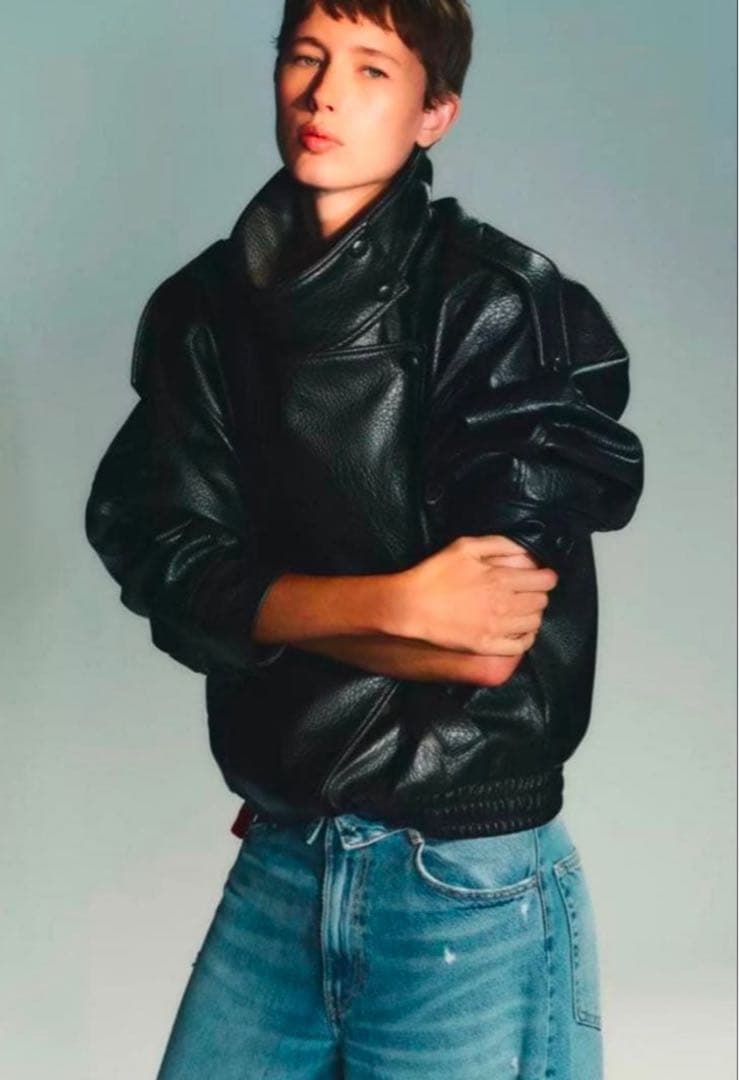 【新品・未使用】ZARA フェイクレザージャケット　XXL（15〜17号）