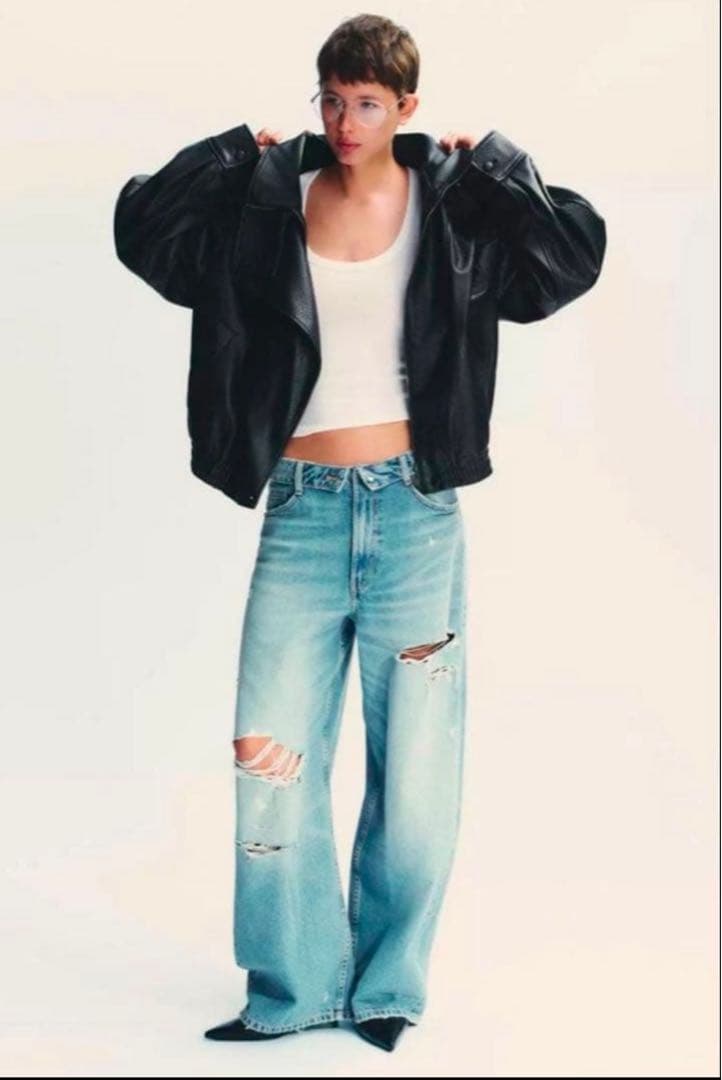 【新品・未使用】ZARA フェイクレザージャケット　XXL（15〜17号）