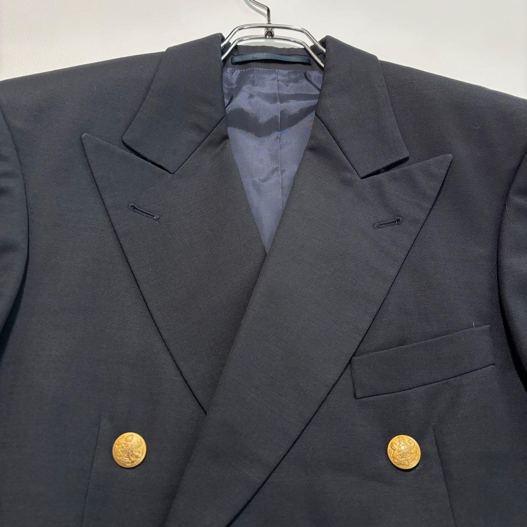 希少 ヒューゴボス 金ボタン ダブルテーラードジャケット Mサイズ 紺ブレ