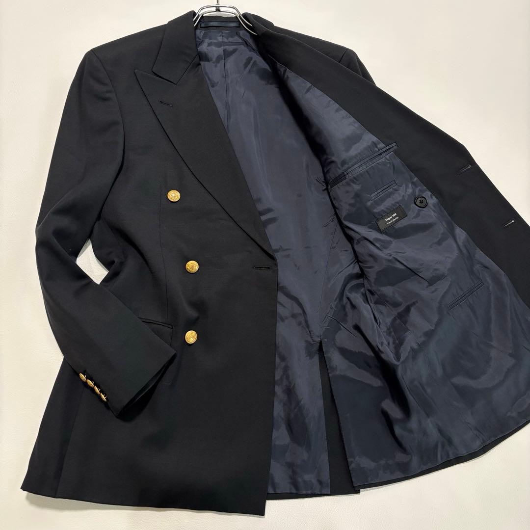 希少 ヒューゴボス 金ボタン ダブルテーラードジャケット Mサイズ 紺ブレ