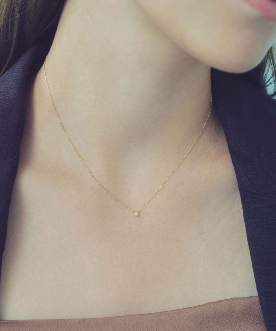 ete k18 一粒 ダイヤモンド ネックレス