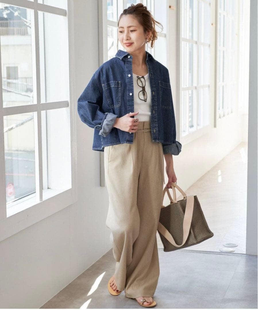 新品♡未使用♡タグ付き　スピックアンドスパン　ショートデニムシャツ