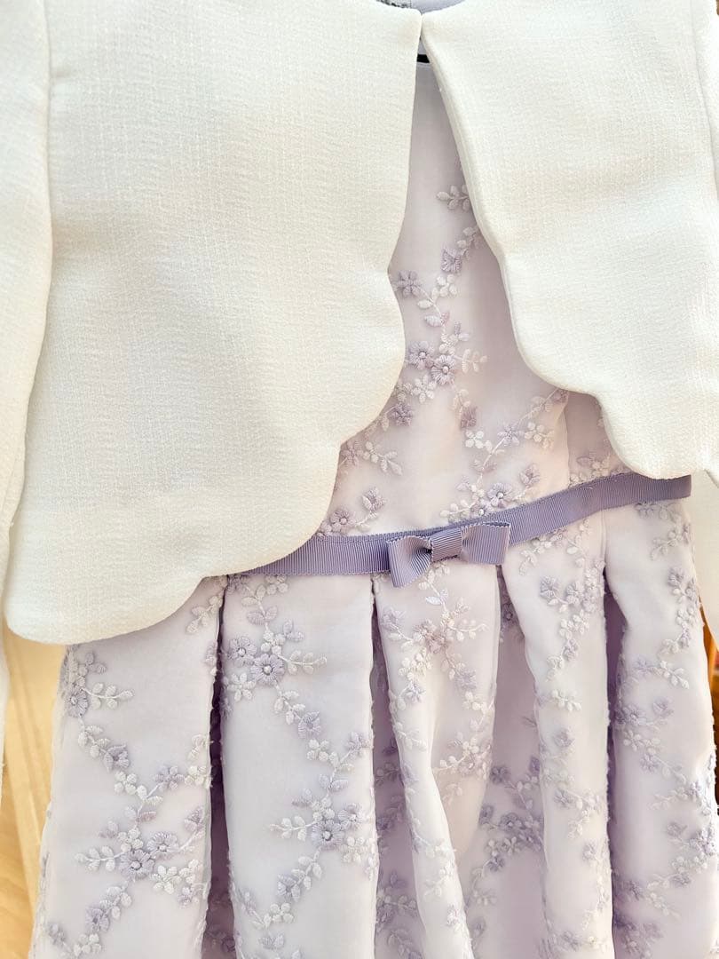 ジャケット＋ワンピースセット♡120㎝　パープル　薄紫色 花柄ドレス 発表会