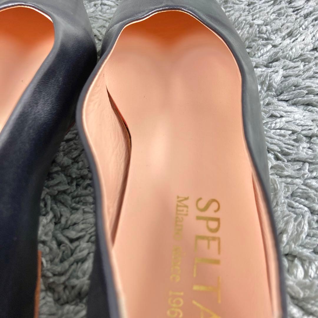 未使用級 スペルタ フラット オールレザー ブラック イタリア製 パンプス