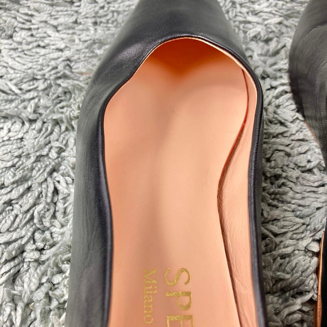 未使用級 スペルタ フラット オールレザー ブラック イタリア製 パンプス