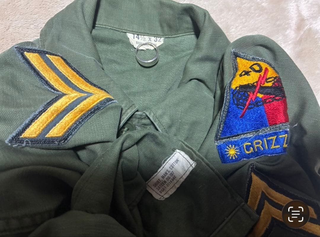 60s米軍実物US ARMY OG107 2ndストラップ付シャツラルフセット