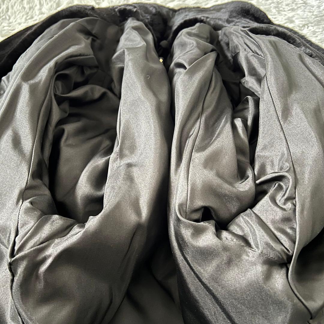 【極美品】ロング丈 シェアード ミンク ファーコート リアルファー 毛皮 LL