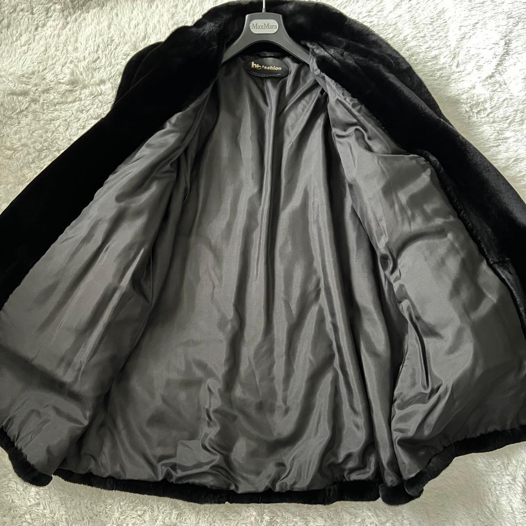 【極美品】ロング丈 シェアード ミンク ファーコート リアルファー 毛皮 LL