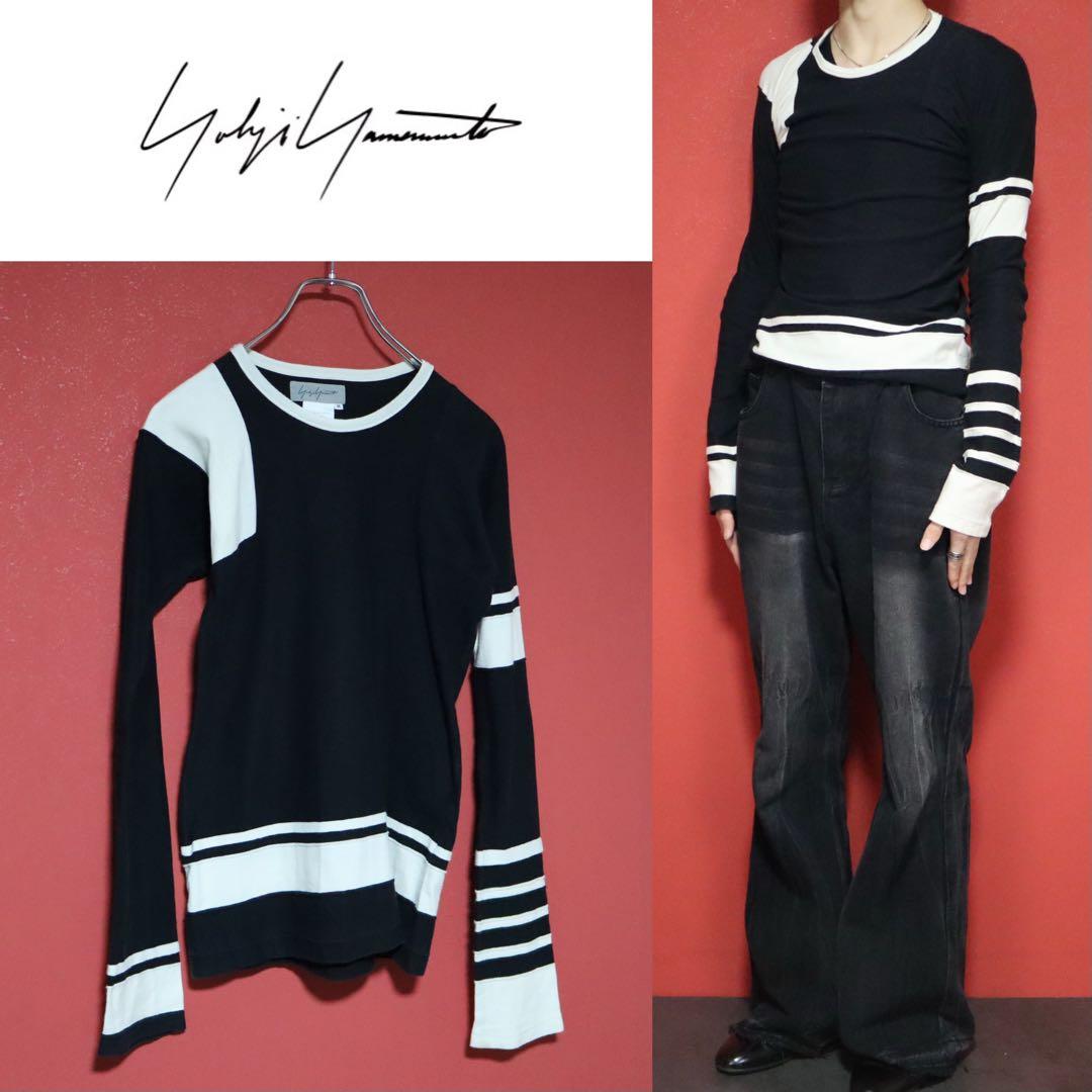 Yohji Yamamoto 短丈 ロング袖 アシンメトリーデザイン ロンT