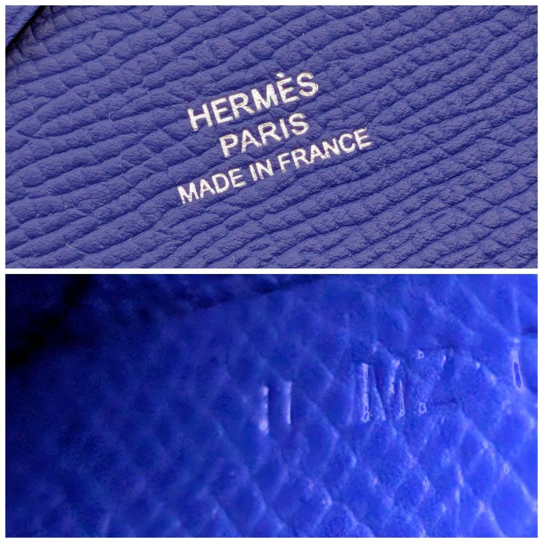 極美品 エルメス カルヴィ デュオ エプソン ケース U刻印 ブルー系