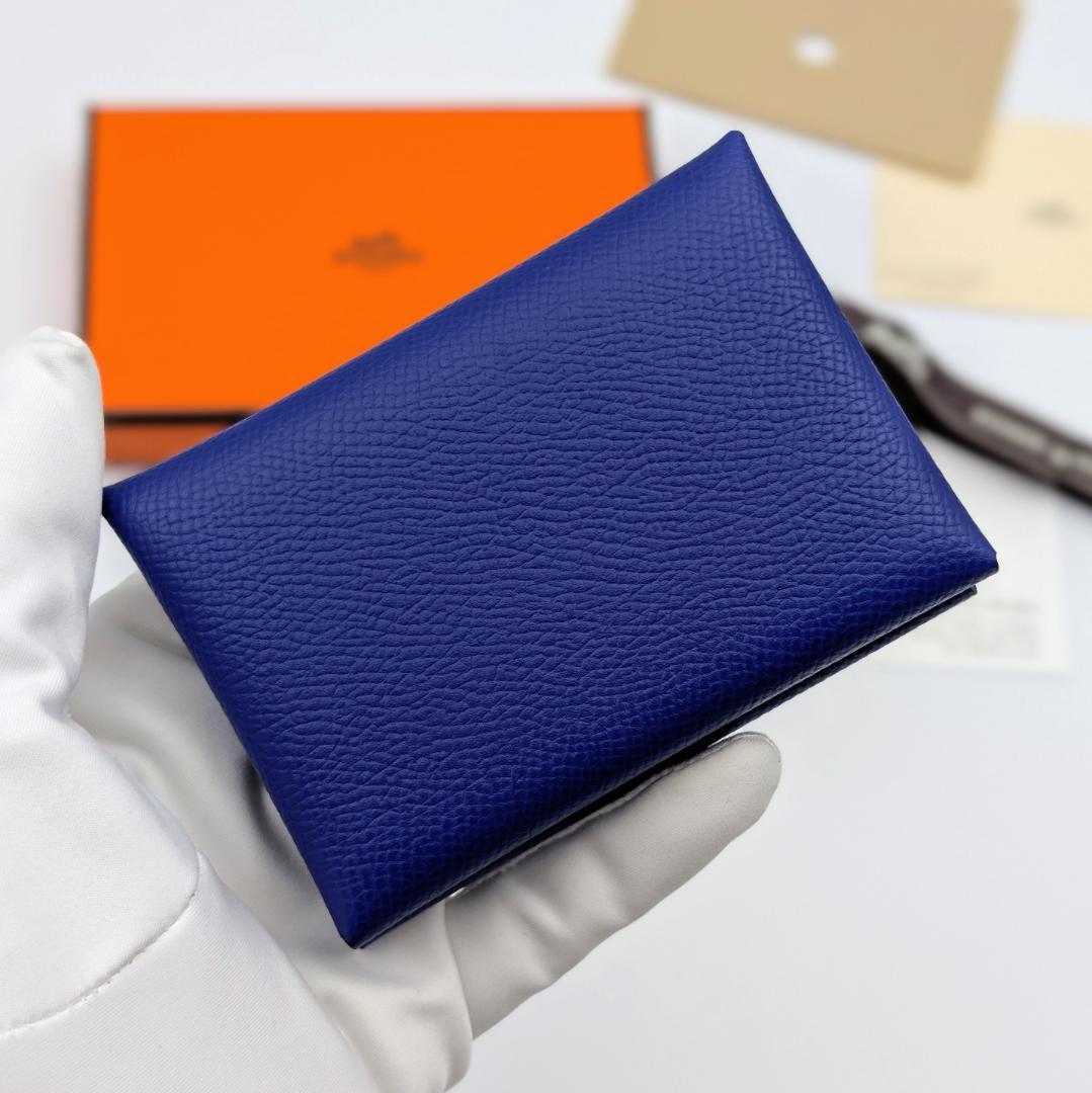 極美品 エルメス カルヴィ デュオ エプソン ケース U刻印 ブルー系