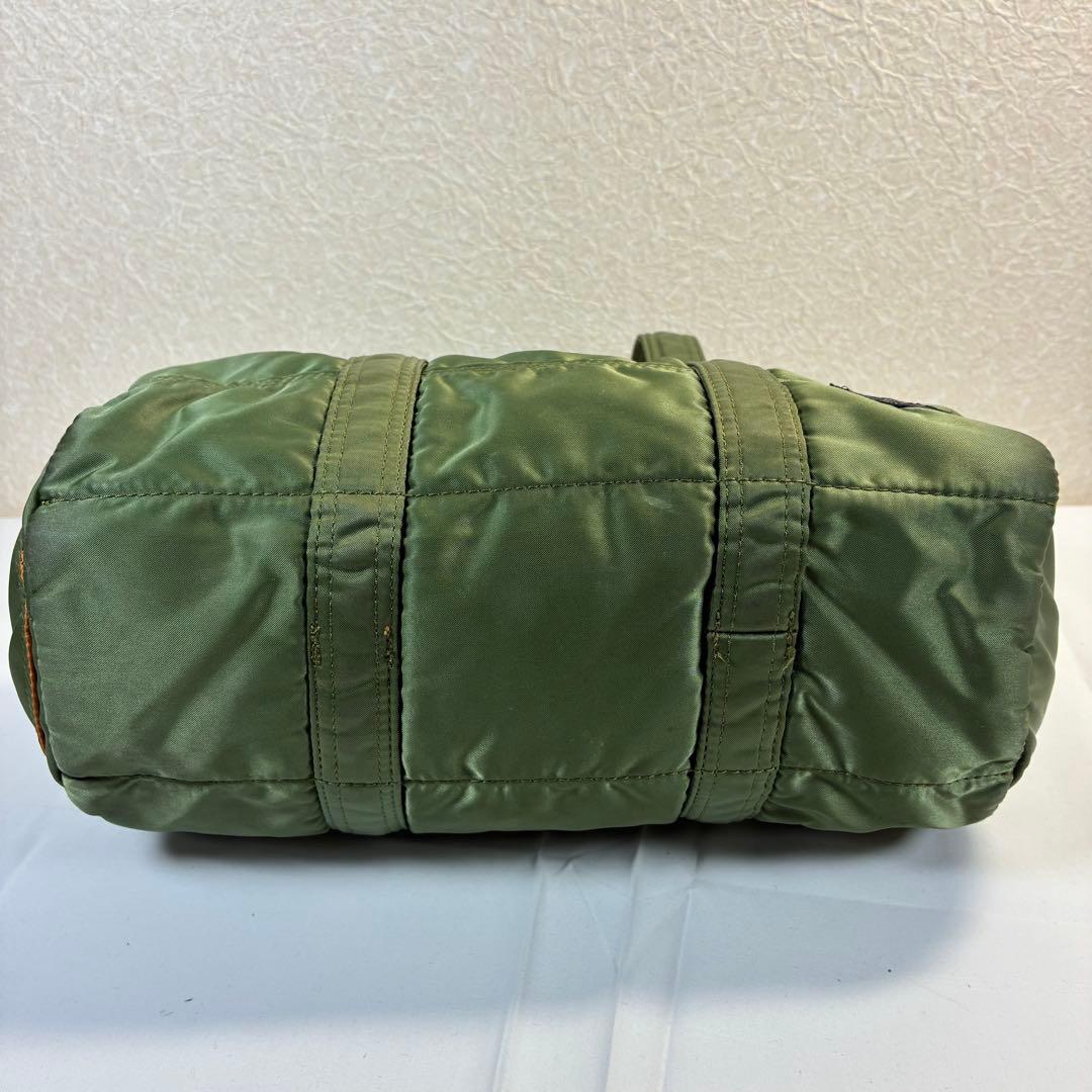 [美品] PORTER タンカー ドラムバッグ ミニボストン セージグリーン L