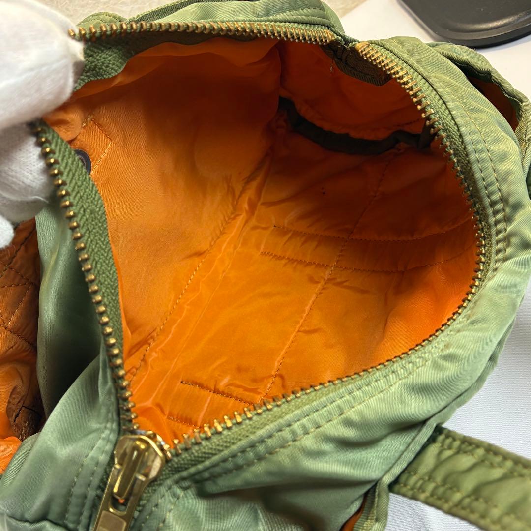 [美品] PORTER タンカー ドラムバッグ ミニボストン セージグリーン L