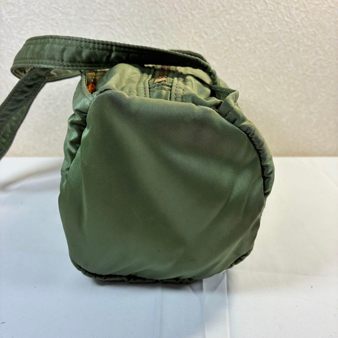 [美品] PORTER タンカー ドラムバッグ ミニボストン セージグリーン L