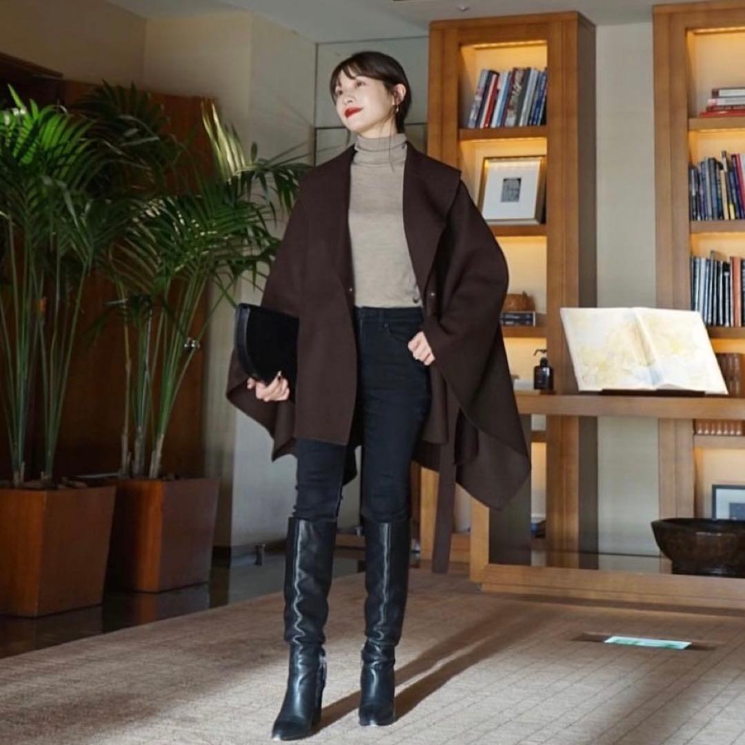 L'Or ロルlaubeblanc rregular hem Cape Coat