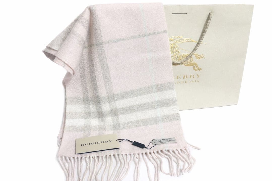 【新品未使用タグ付】BURBERRY チェック柄マフラー ピンク系　希少価値あり