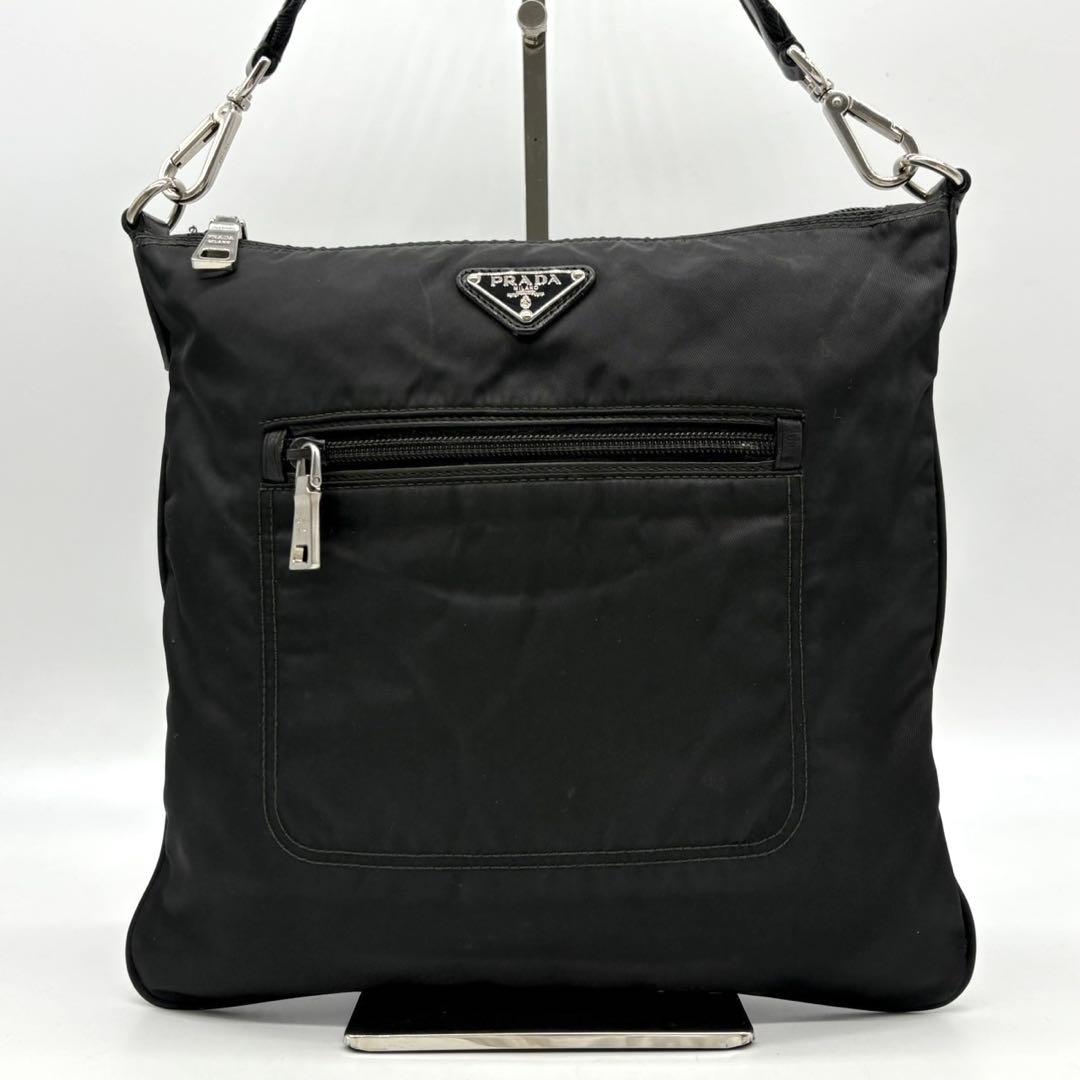 ✨美品✨プラダ ショルダーバッグ 2way 三角ロゴ ナイロン レザー ブラック