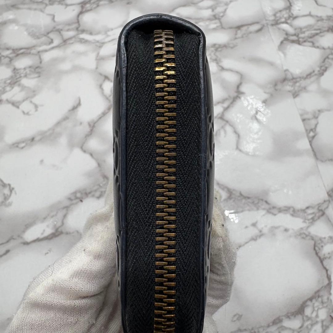 【極美品】 グッチ ラウンドファスナーキャットヘッド ゴールド 金具 ブラック