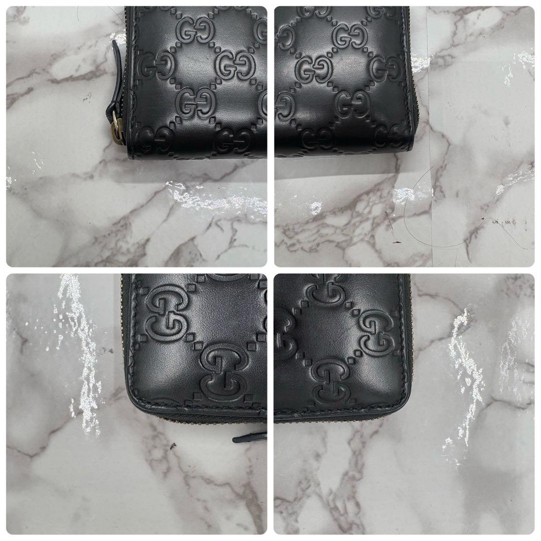 【極美品】 グッチ ラウンドファスナーキャットヘッド ゴールド 金具 ブラック