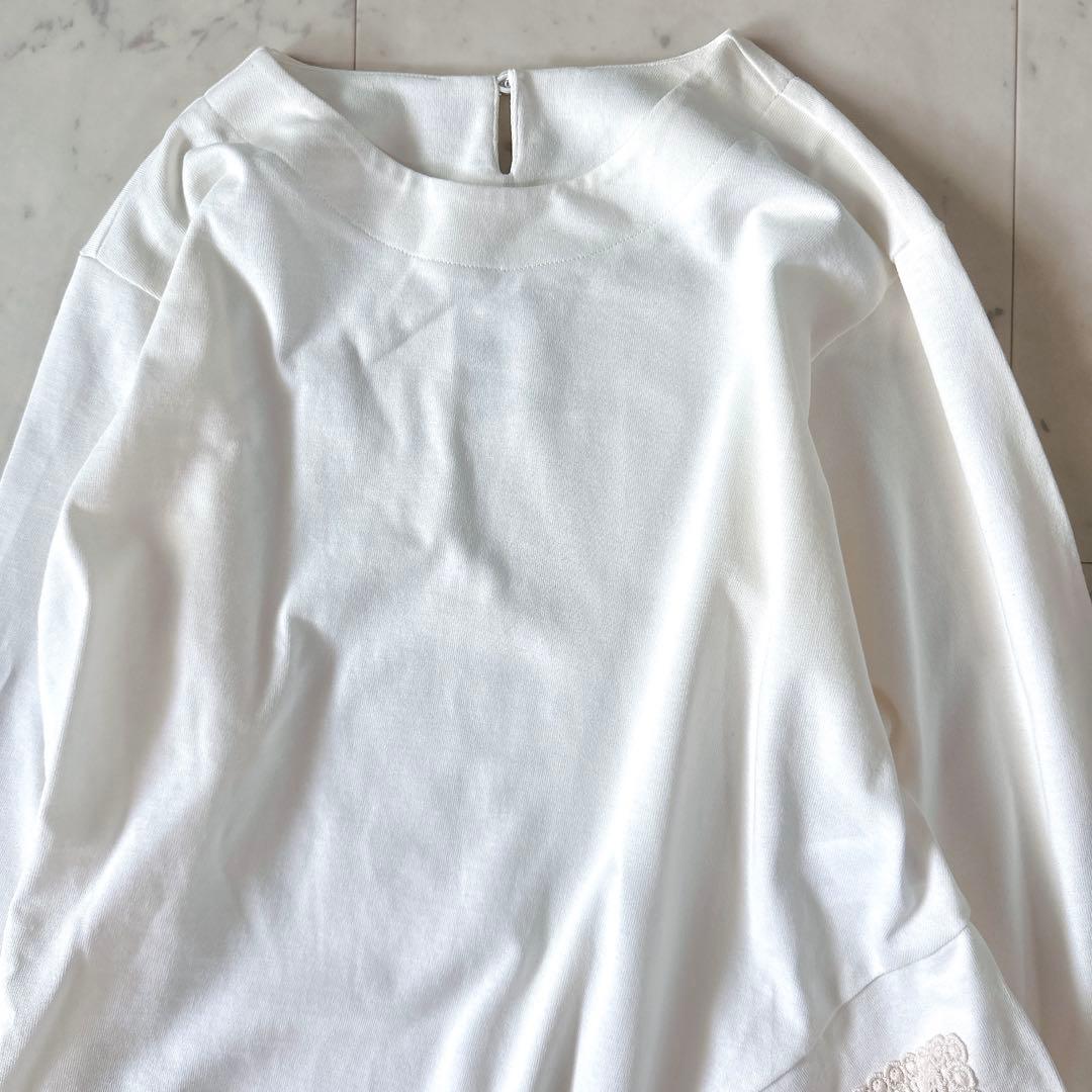 極美品♪ビアズリー レース裏毛チュニック 変形ブラウス 切替 刺繍 近年