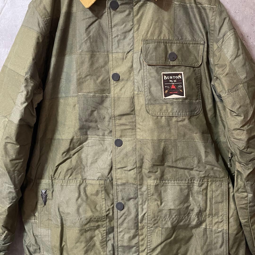 Burtonバートンスキーウェアスノーボードジャケット緑グリーンカーキチェック柄