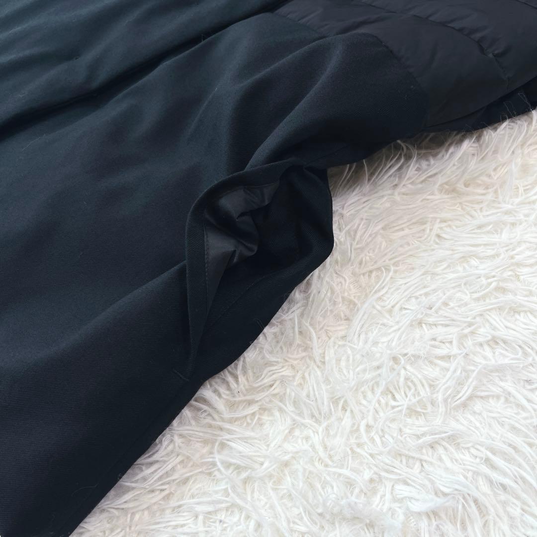 セオリー 異素材切替ダウンベスト フレア 黒 ロング ハイネック 38