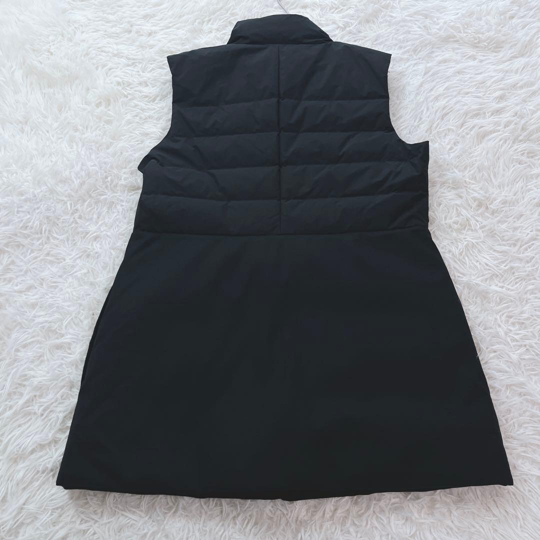 セオリー 異素材切替ダウンベスト フレア 黒 ロング ハイネック 38