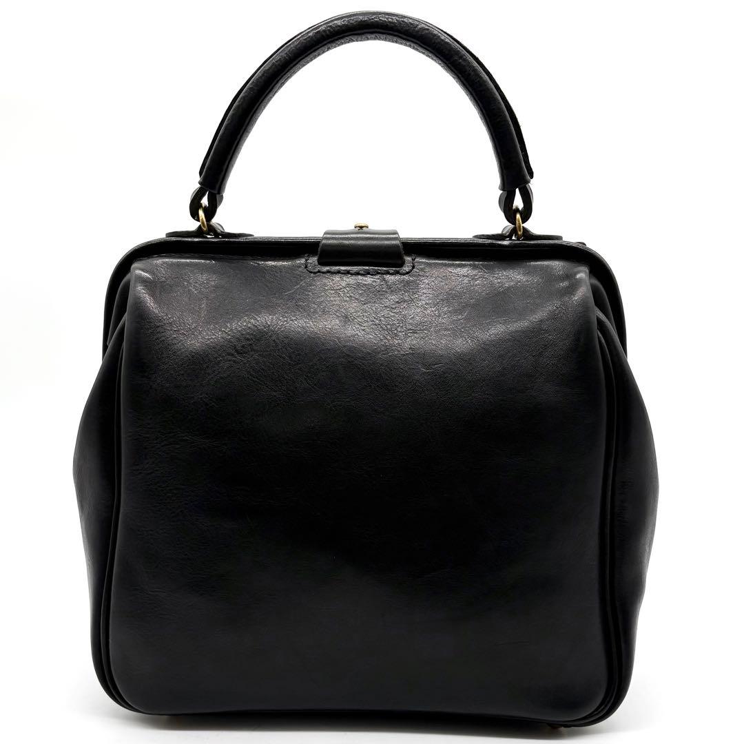 極美品✨ヘルツ オルガン 2way 口枠キューブトート M レザー ブラック