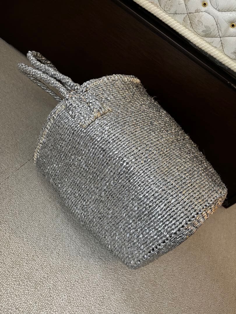 RECTANGLE シルバー かごバッグ