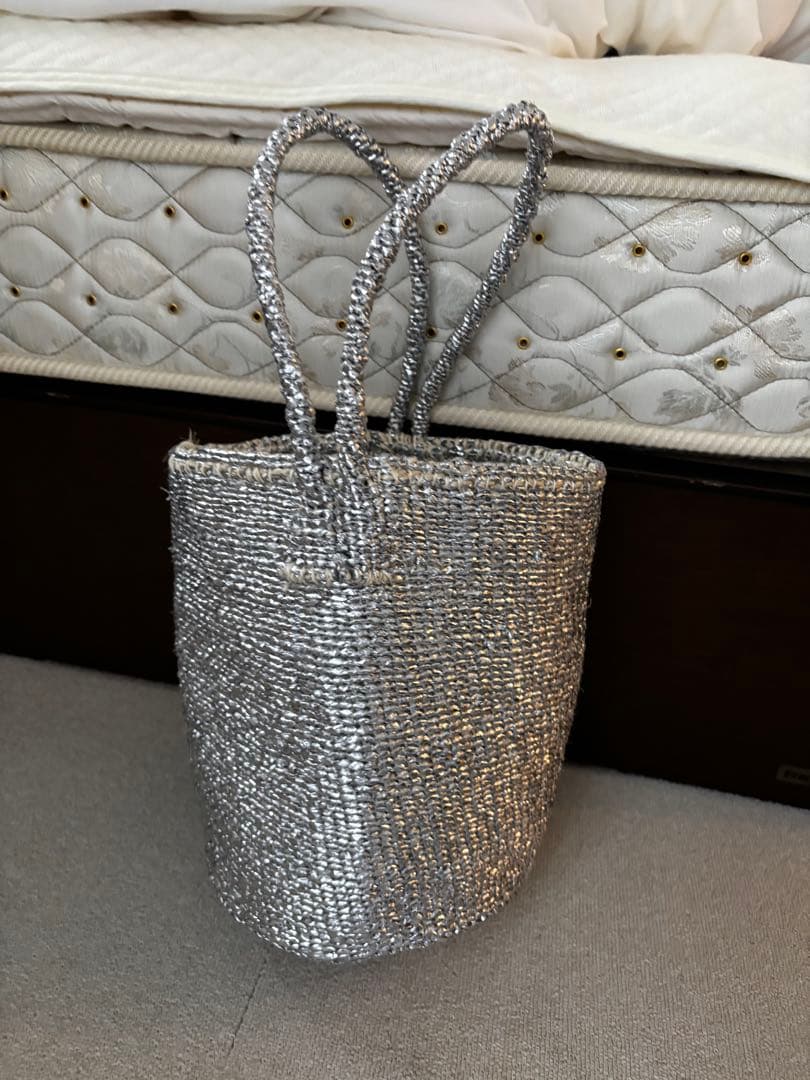 RECTANGLE シルバー かごバッグ